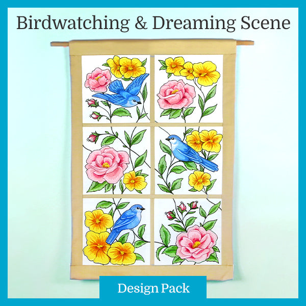 A Birdwatching & Dreaming Scene (Heirloom Applique) Design Pack