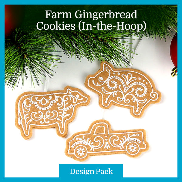 A Farm Gingerbread Cookies (In-the-Hoop) Design Pack