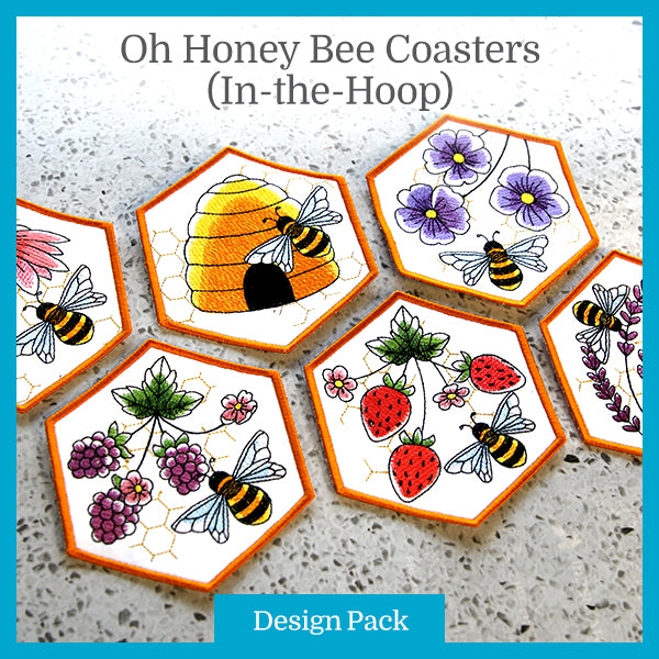 A Oh Honey Bee Coaster (In-the-Hoop) Design Pack