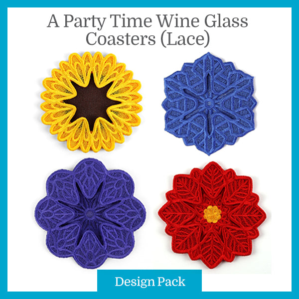 A Party Time Wine Glass Coasters (Lace) Design Pack