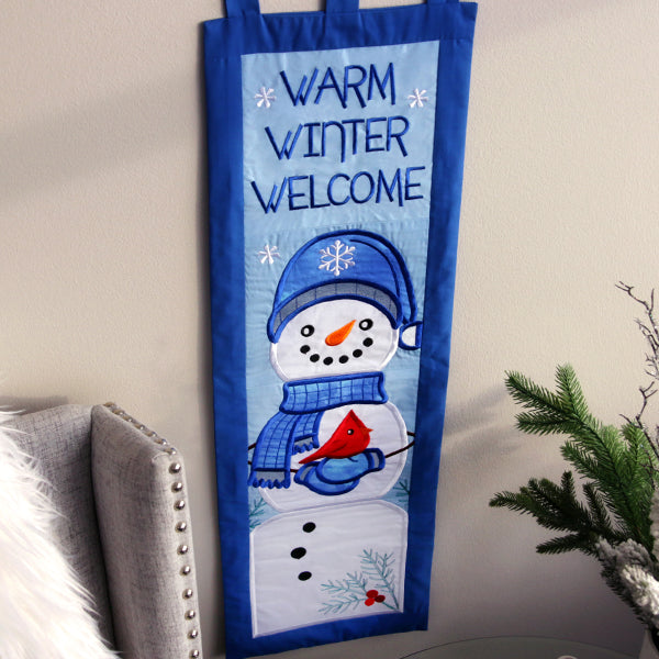 A Warm Winter Welcome Snowman Banner (Applique) Design Pack