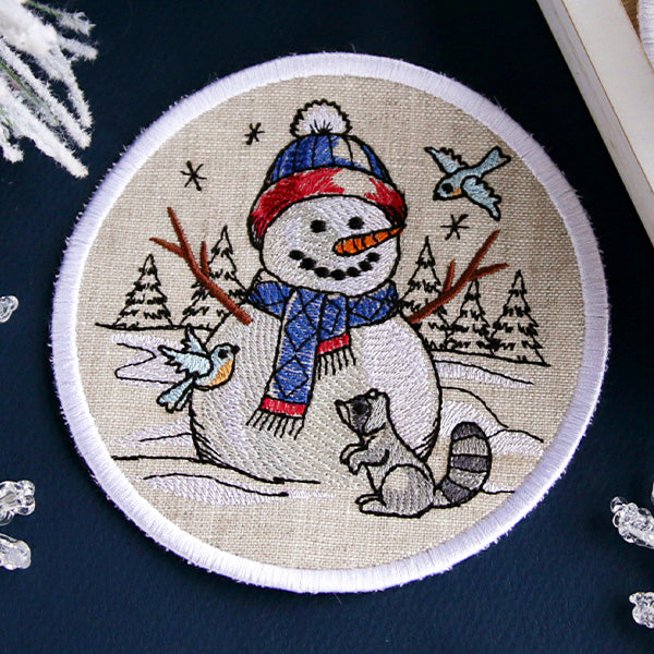 A Country Snowman Coasters (In-the-Hoop) Design Pack
