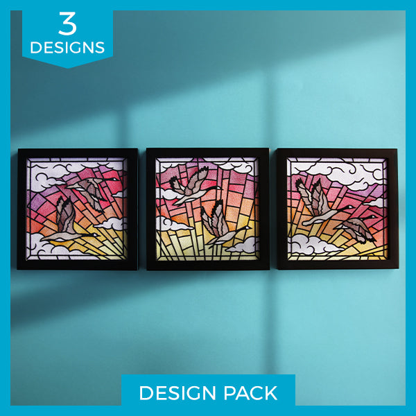 Stained Glass Geese in Flight Design Pack