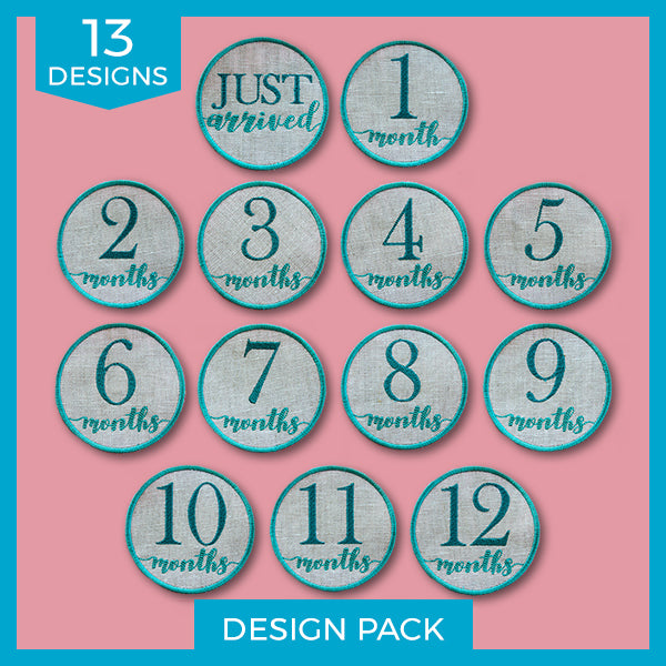 First Year Milestone Markers (In-the-Hoop) Design Pack