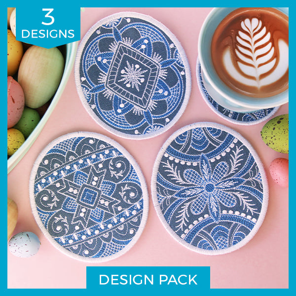 Kaleidoscope Easter Egg Coasters (In-the-Hoop) Design Pack