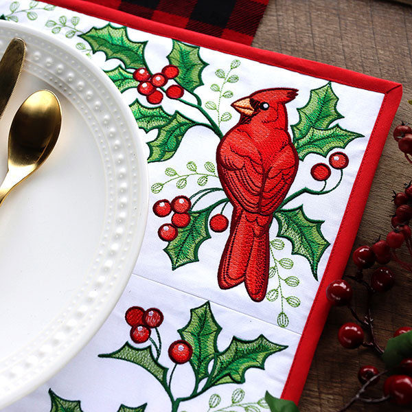Cardinals & Holly Placemat Corners Design Pack