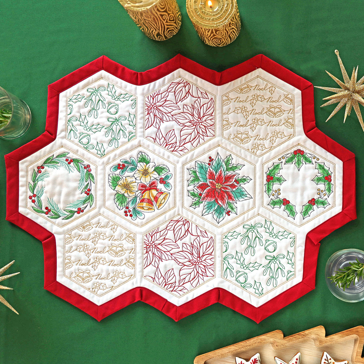 Festive Stitches Quilt Hexagon Design Pack