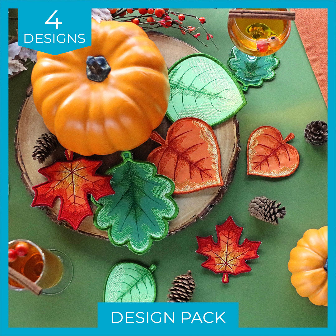 Autumn Leaves Coaster Design Pack (In-the-Hoop)