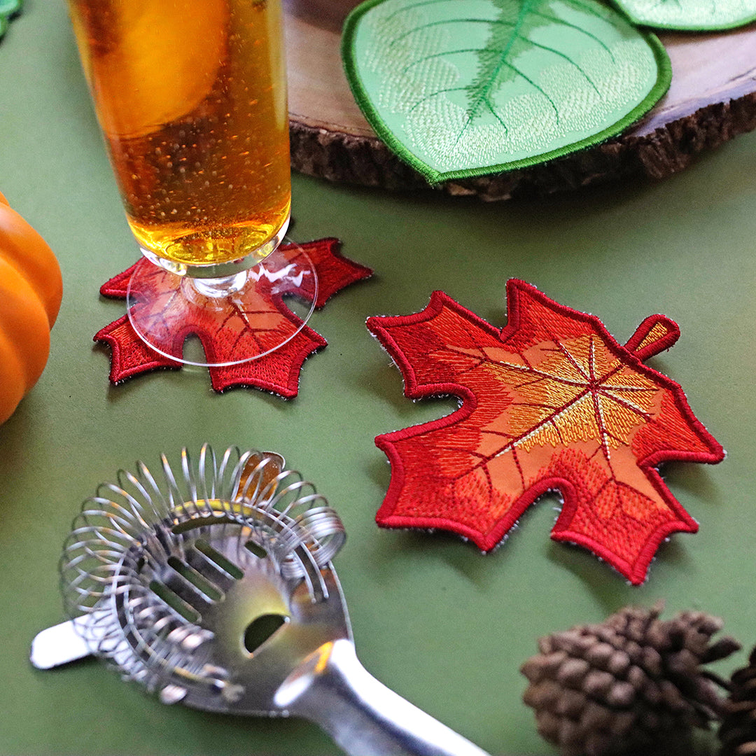 Autumn Leaves Coaster Design Pack (In-the-Hoop)