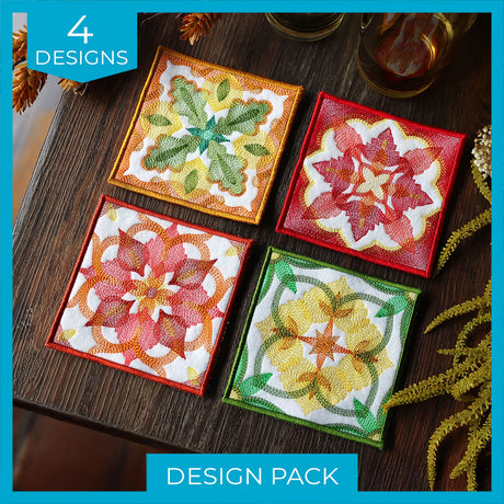 Color Theory Fall Square Coasters (In-the-Hoop) Design Pack