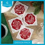 Lace Edge Christmas Coasters Design Pack (In-the-Hoop)