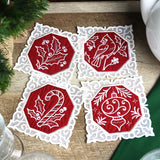 Lace Edge Christmas Coasters Design Pack (In-the-Hoop)