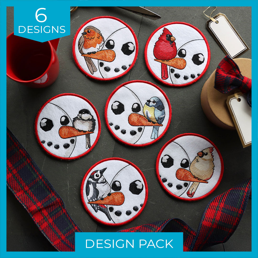 Sweet Peeking Snowmen Coasters (In-the-Hoop) Design Pack