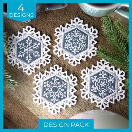 Lace Edge Snowflake Coaster (In-the-Hoop) Design Pack
