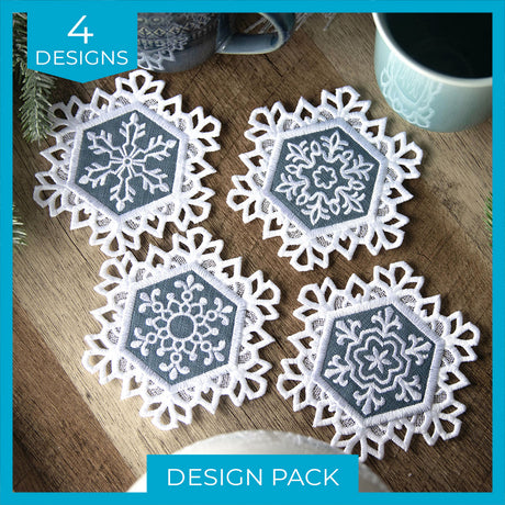 Lace Edge Snowflake Coaster (In-the-Hoop) Design Pack
