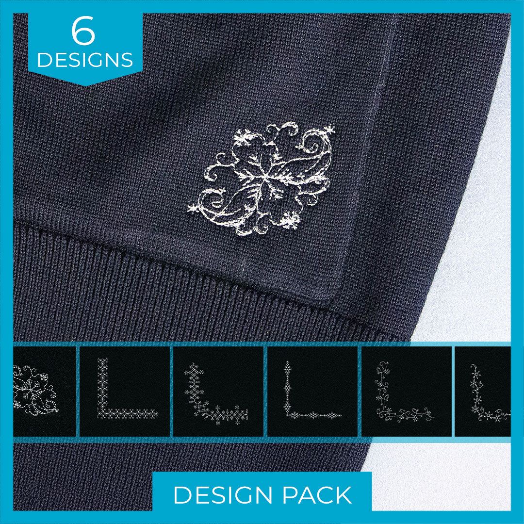 Delicate Snowflake Corner Design Pack – Embroidery Library