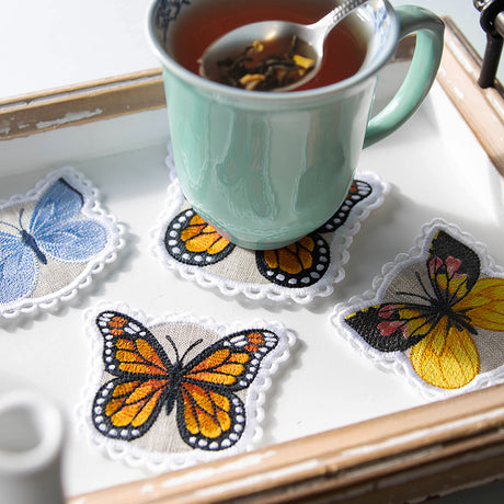 Lace Edge Butterfly Coasters Design Pack