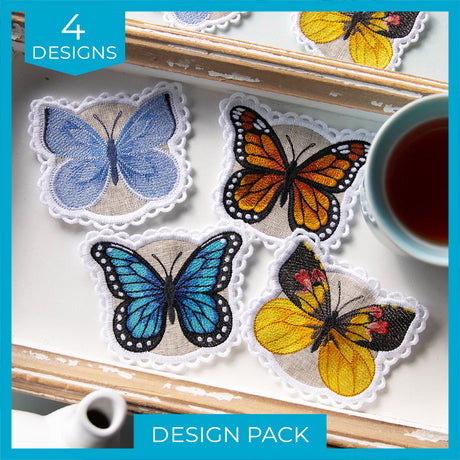 Lace Edge Butterfly Coasters Design Pack