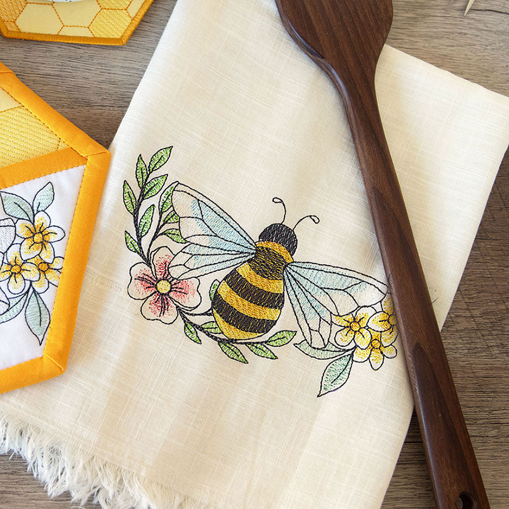 Buzzin' Bee Hexagon Kitchen Design Pack – Embroidery Library