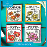 Garden Seed Packet Coasters (In-the-Hoop) Design Pack
