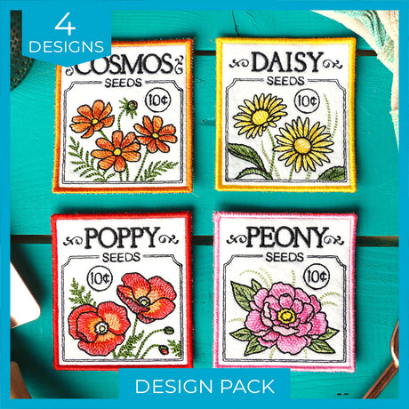 Garden Seed Packet Coasters (In-the-Hoop) Design Pack