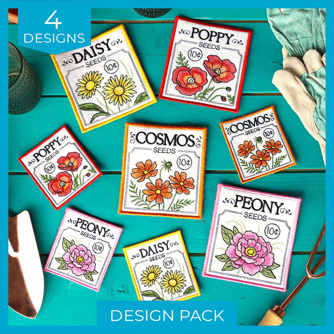 Garden Seed Packet Coasters (In-the-Hoop) Design Pack