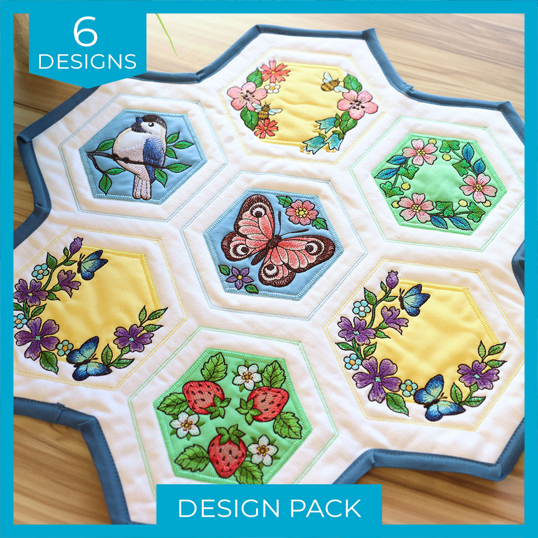 Springtime Quilt Hexagon (Applique) Design Pack