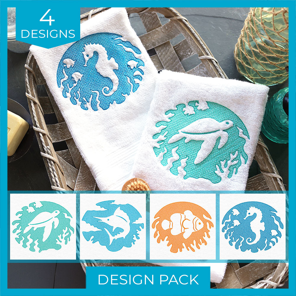Serene Ocean Creatures (Embossed) Design Pack
