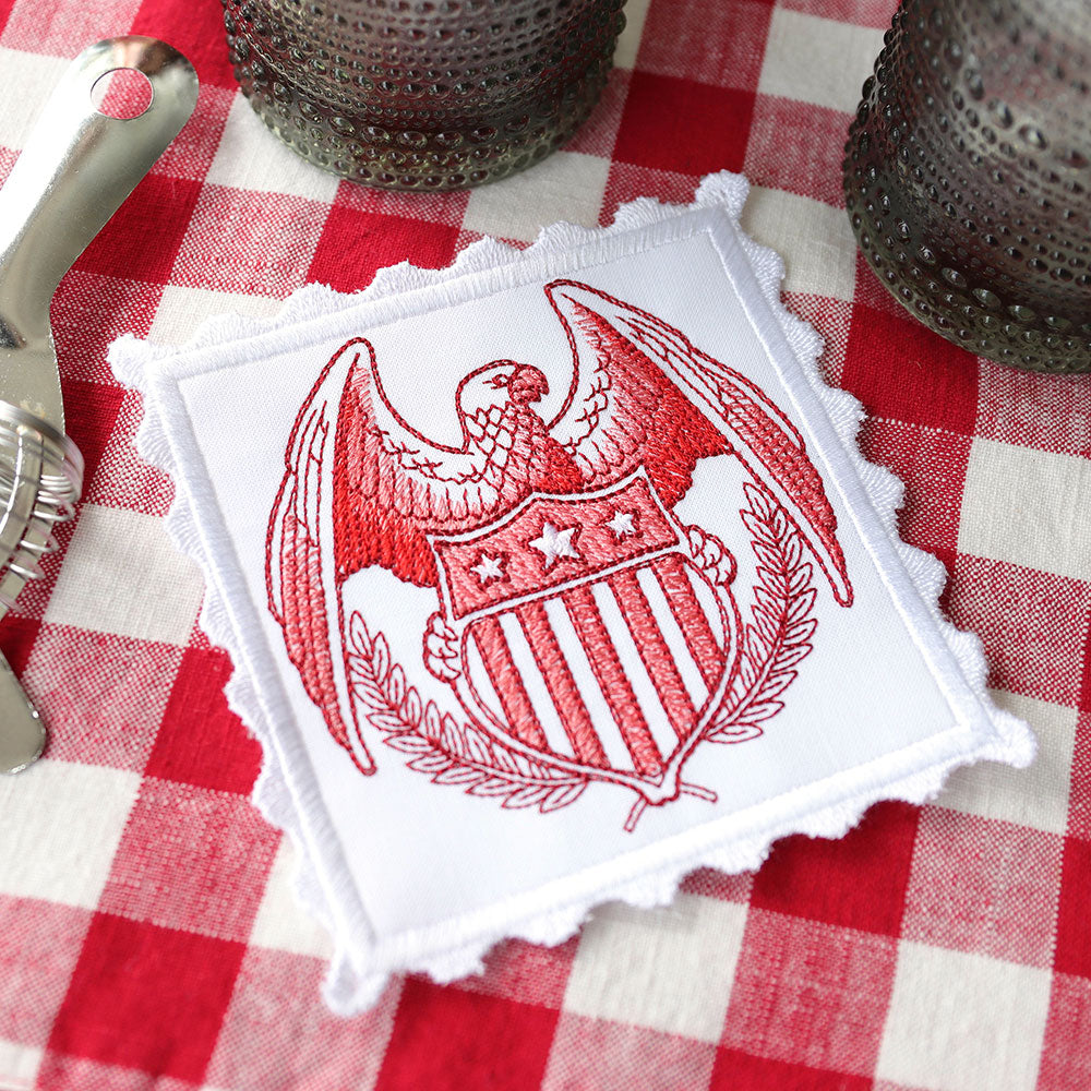 Lace Edge Americana Stamp Coasters (In-the-Hoop) Design Pack