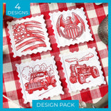Lace Edge Americana Stamp Coasters (In-the-Hoop) Design Pack