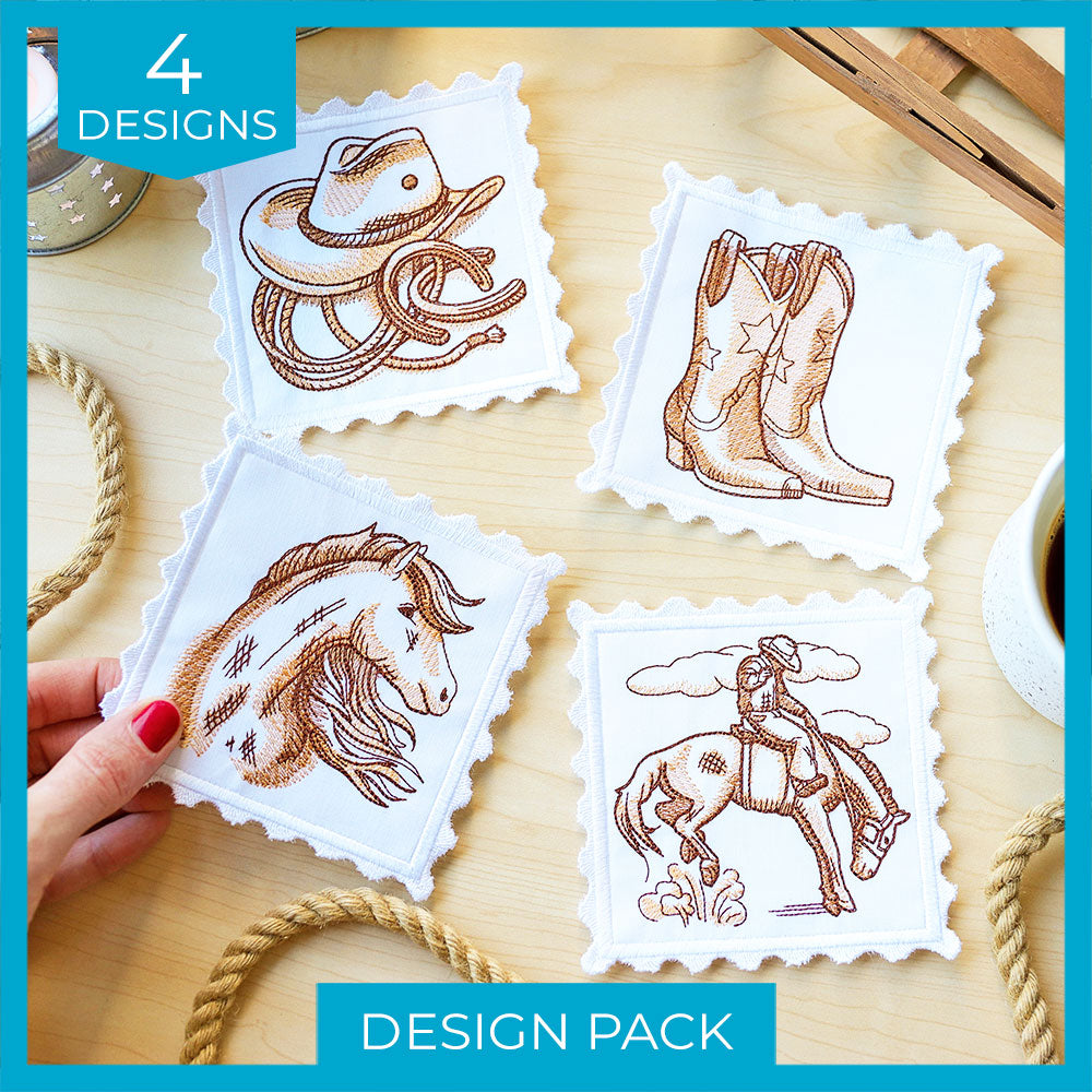 Western Stamp Coasters (In-the-Hoop) Design Pack