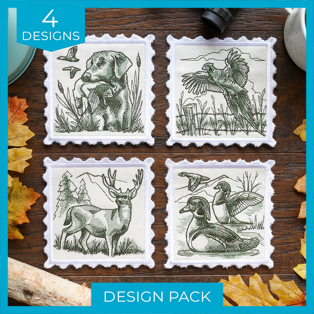 Hunting Stamp Coasters (In-the-Hoop) Design Pack