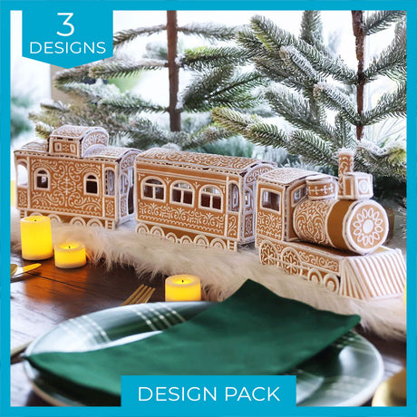 Gingerbread Christmas Train in 3D (In-the-Hoop) Design Pack