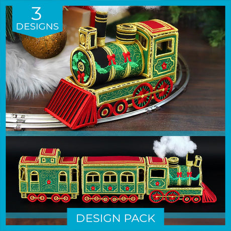 Classic Christmas Train in 3D (In-the-Hoop) Design Pack