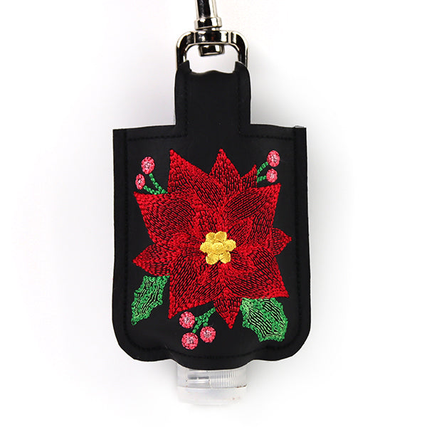 Christmas Poinsettia Hand Sanitizer Keychain (In-the-Hoop)