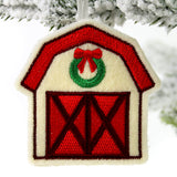 Farmhouse Christmas Barn Ornament (In-the-Hoop)
