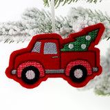 Farmhouse Christmas Retro Truck Ornament (In-the-Hoop)