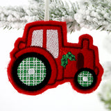 Farmhouse Christmas Tractor Ornament (In-the-Hoop)