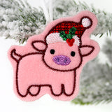 Farmhouse Christmas Pig Ornament (In-the-Hoop)