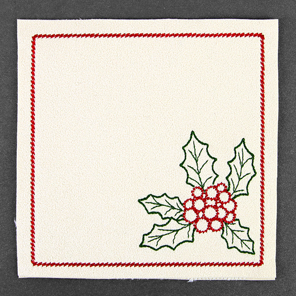 Christmas Coaster - Holly (In-the-Hoop)