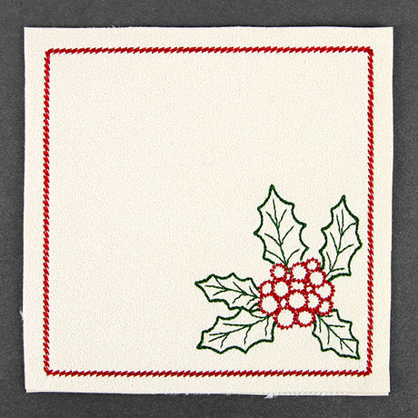 Christmas Coaster - Holly (In-the-Hoop)