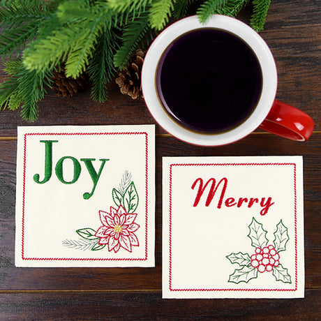 Christmas Coaster - Holly (In-the-Hoop)