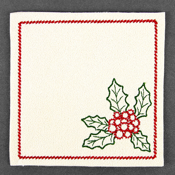 Christmas Coaster - Holly (In-the-Hoop)