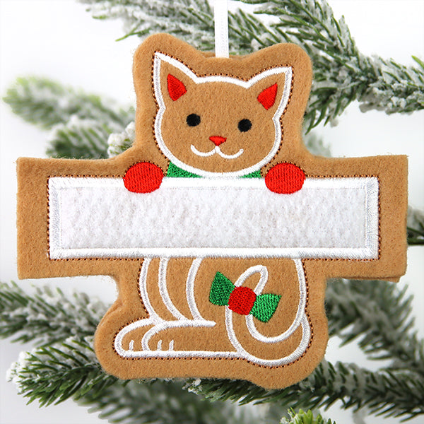 Cat Gingerbread Ornament (In-the-Hoop)