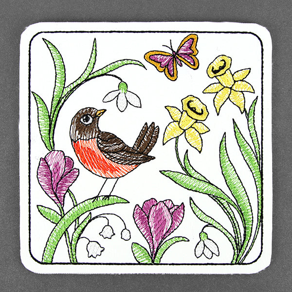 Radiant Robin Coaster (In-the-Hoop)