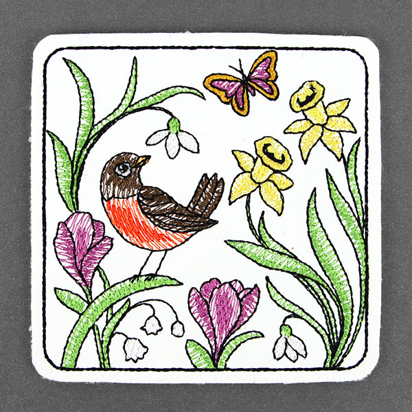 Radiant Robin Coaster (In-the-Hoop)