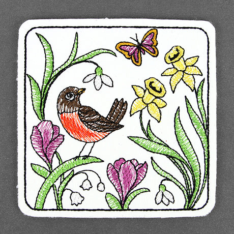 Radiant Robin Coaster (In-the-Hoop)