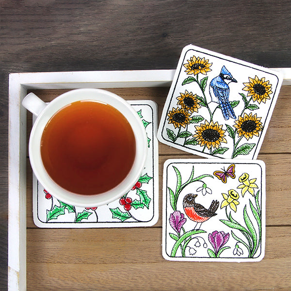 Radiant Robin Coaster (In-the-Hoop)