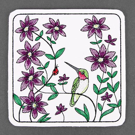 Happy Hummingbird Coaster (In-the-Hoop)