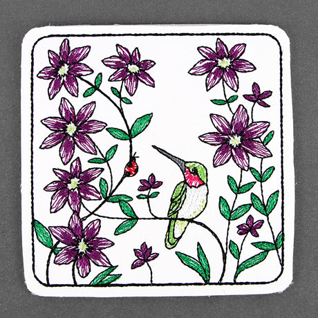 Happy Hummingbird Coaster (In-the-Hoop)